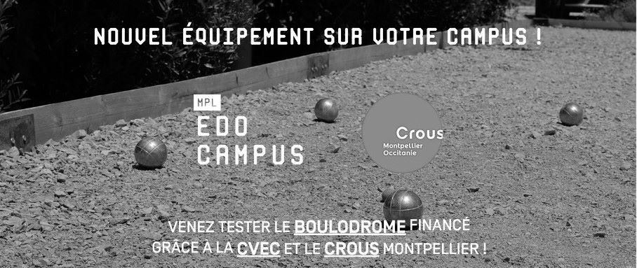 Image du boulodrome avec le texte "nouvel équipement sur votre campus" u